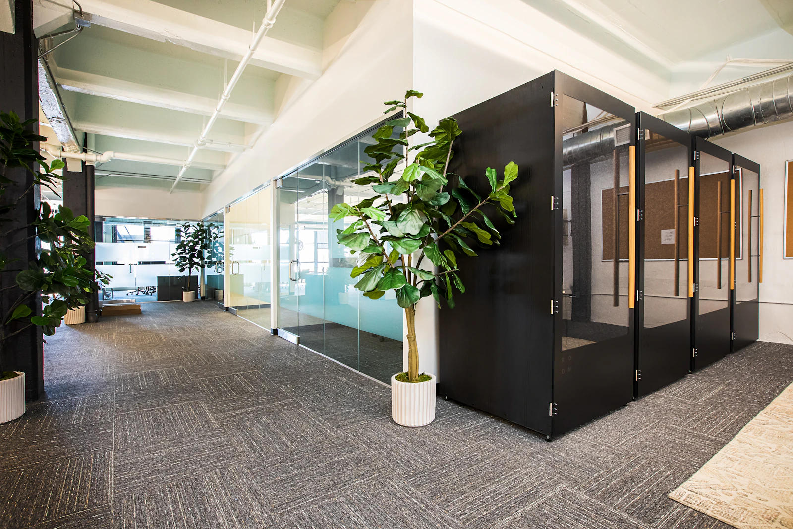 Office fit-out with glass partitions